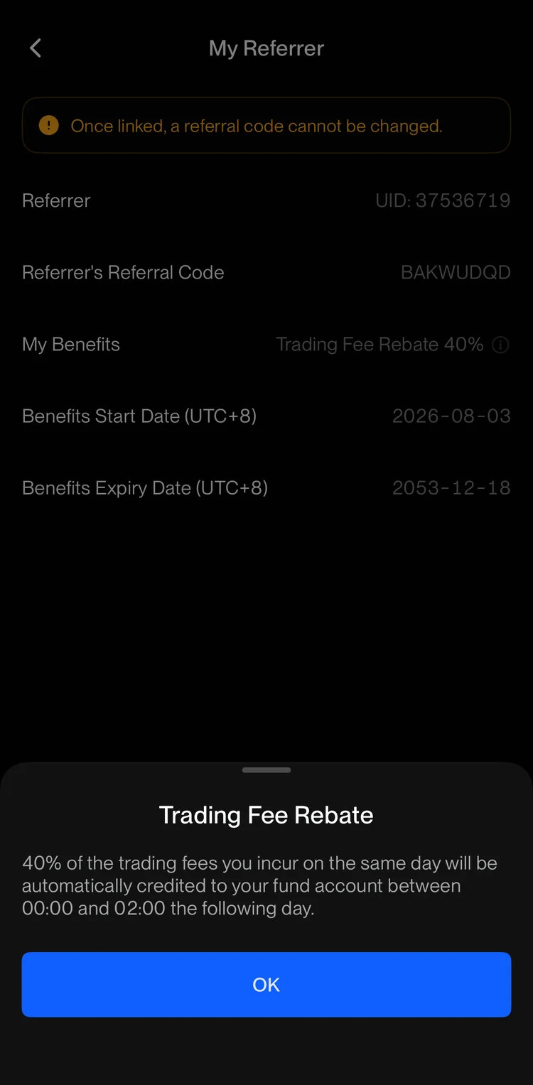 BingX trading fee cashback benefit active