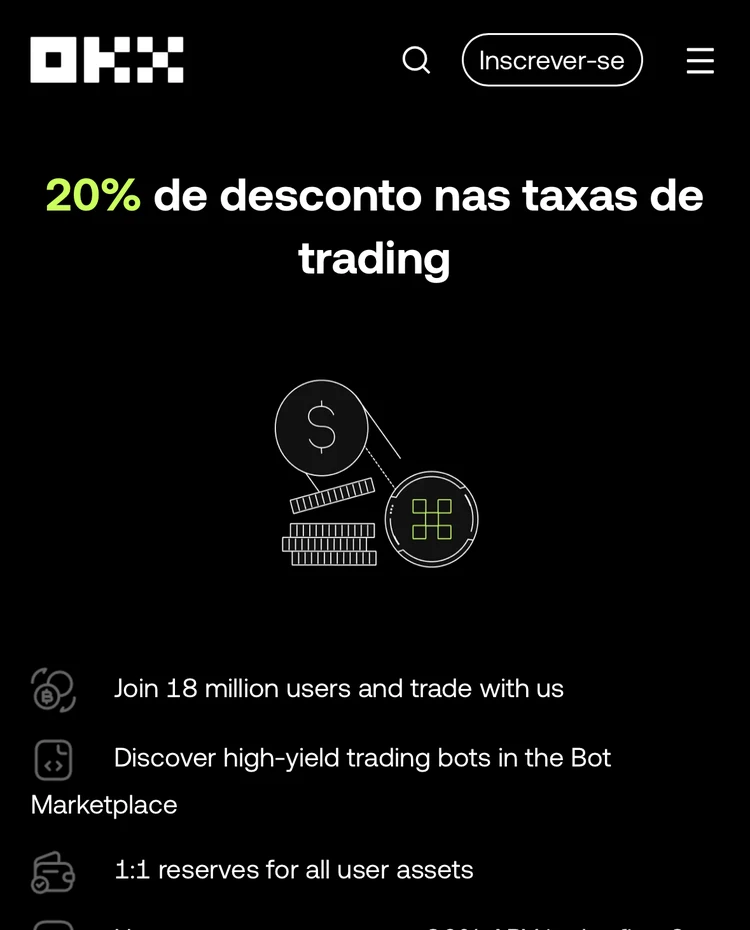 Tela real de invite-reward da OKX mostrando a taxa de rebate de 20% ativa