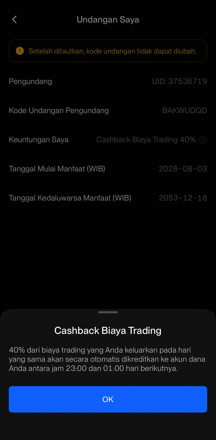 Cashback biaya trading 40 persen aktif
